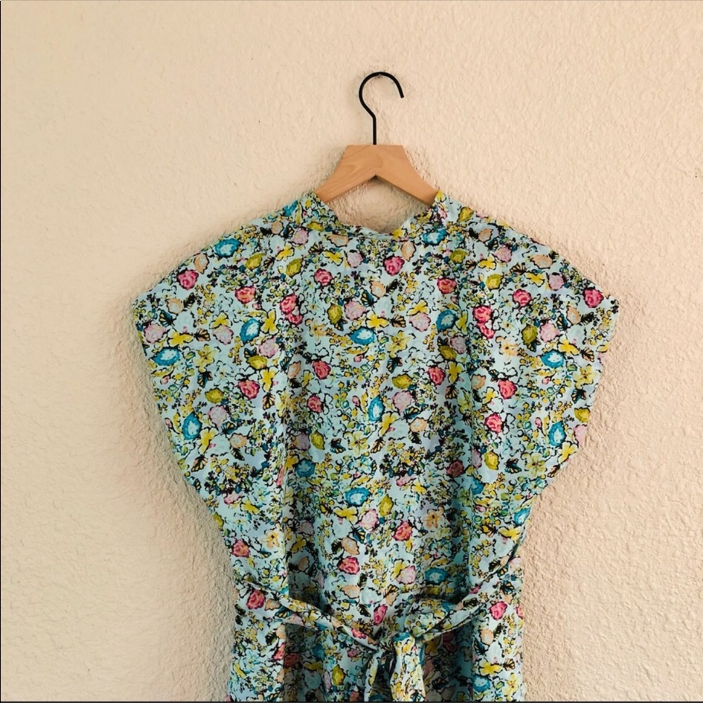 Sundance silk light blue floral tie waist dress size 14 - Picture 7 of 14